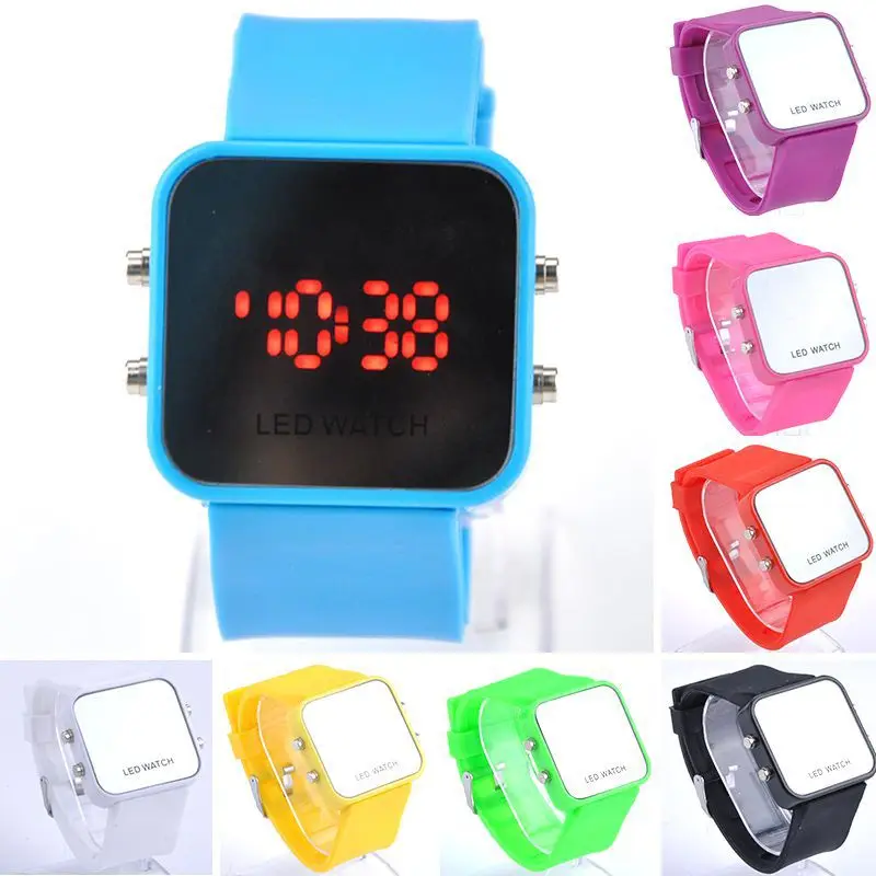 

Female Sports Watches Women Silicon Square LED Watch Children Mirror Digital Watch Military Watches Luxury Brand Students Clock