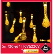 Árvore de Natal de Fadas Luzes da Corda ao ar Lote Nova 5 m 300leds Led Heart-shaped Pendente Lâmpada Guirlanda Livre Luzes ac 220 v 110 20 Pçs - 19 20 pçs lote Nova 5 M 20
