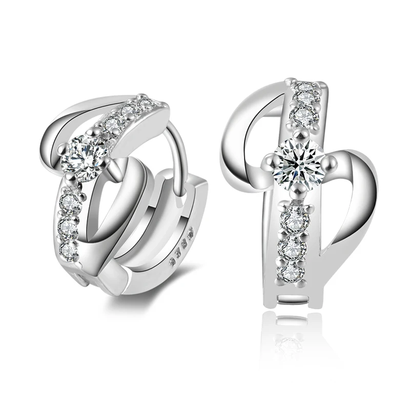 

Sterling Silver Jewelry Pendientes Silver Stud Earrings White Cubic Zirconia 925 Silver Earings YDHE246