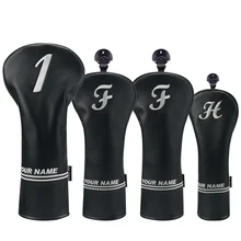 Гольф Драйвер файрвэй Гибридный головной убор с выгравированным именем со сменным номером тег дизайн все черные пользовательские головки крышки