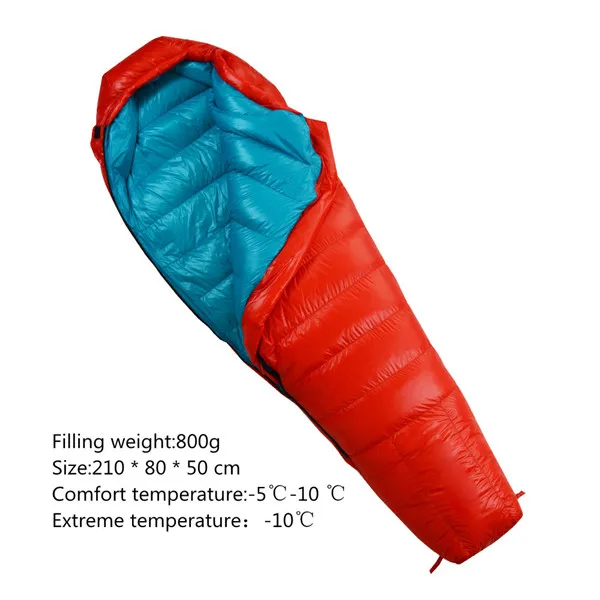 Winter Sleeping Bag Duck Down Filled 400g 600g 800g 1000g Ultralight Tent Sleeping Bag For Outdoor Camping Kiking Backpacking - Цвет: red blue 800g