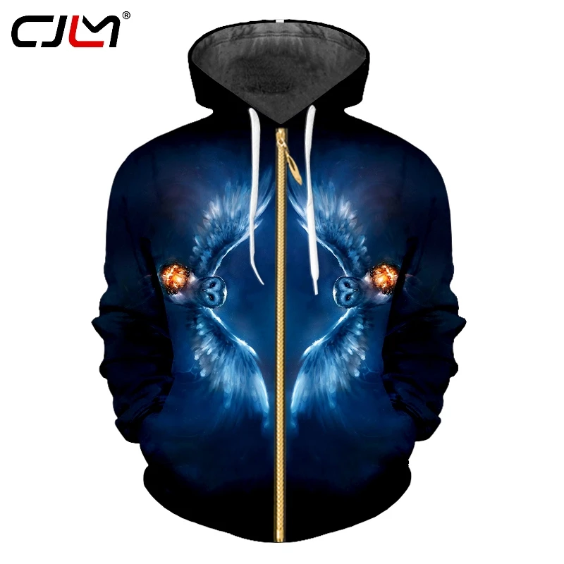 CJLM зимняя мужская любимая ужасная Хэллоуин 3D толстовка на молнии с принтом