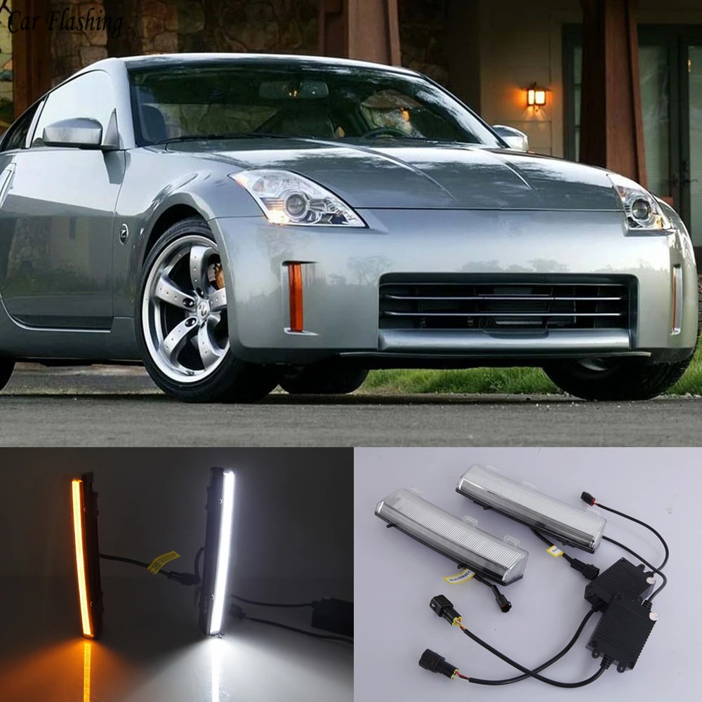 

Car Flashing 1pair DRL LED Daytime Running Lights yellow signal fog lamp For Nissan 350Z Z33 2003 2004 2005 2006 2007 2008 2009