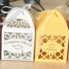 Лазерная резка высокого качества пользовательские Персонализация congrats grad favor box много с различными цветными свободными лентами