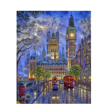

Painting By Numbers DIY Dropshipping 50x65 60x75cm London Building Big Ben Landscape Canvas Wedding Decoration Art picture Gift