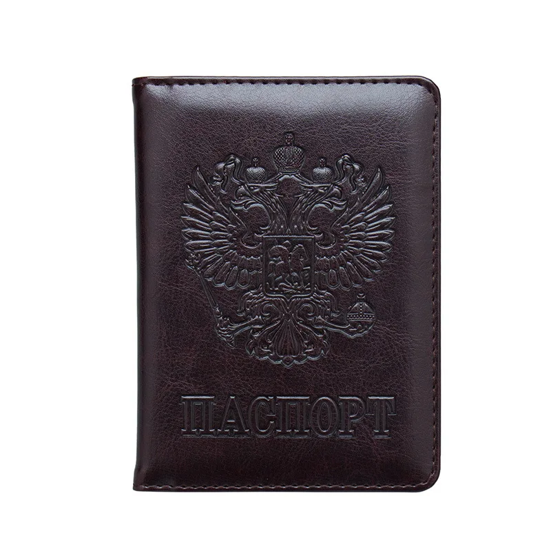 Men Women Rfid Passport Cover Travel Passport Case Russia Travel Document Cover SIM Passport Card Holders - Цвет: Coffee