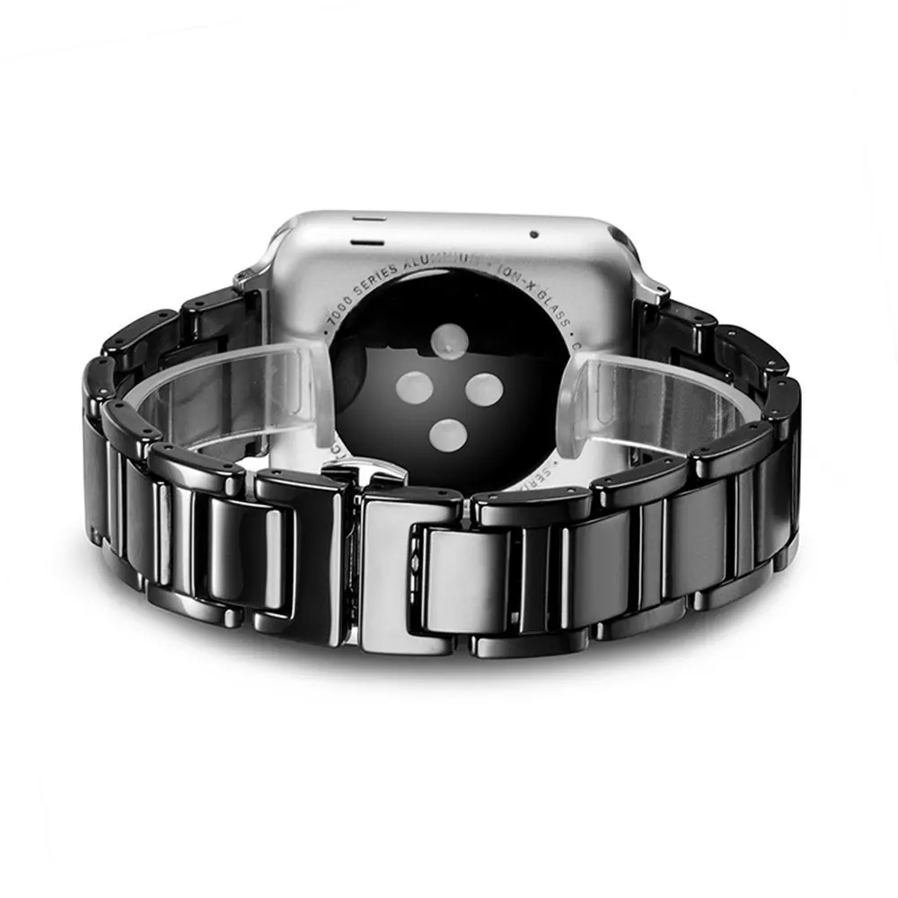 

Ceramic Watch Band for Apple Watch iwatch 38/42/40/44mm Link Bracelet Butterfly Buckle Glossy Smart Watch Strap Series 5 4 3 2 1