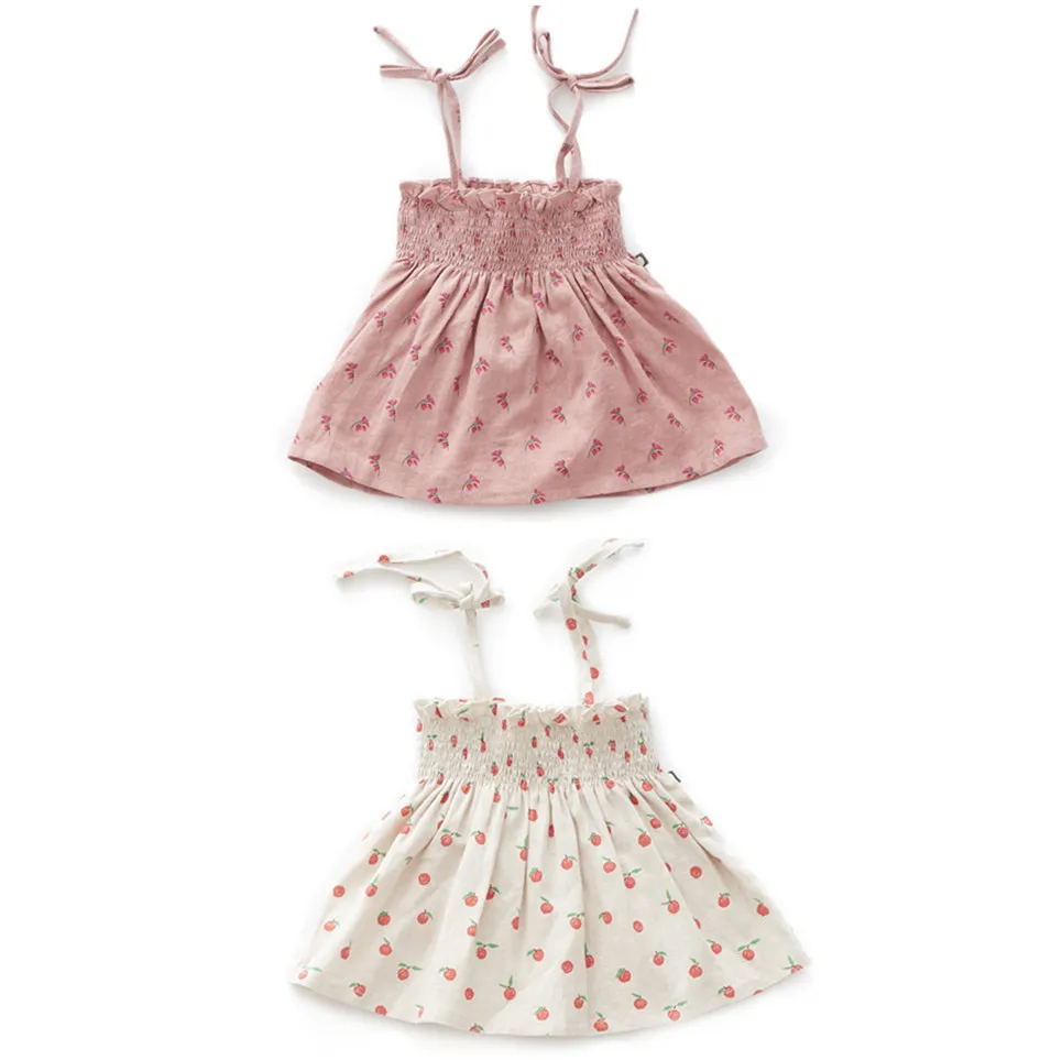 

2019 New Oeuf Design 100%Cotton Dress For Girls Flower Cherry Print Princess Dress 1-10 Years