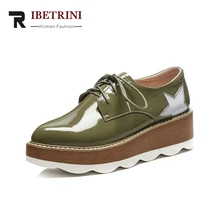 Ribetrini 2018 Новый Одежда высшего качества из коровьей кожи Туфли без каблуков Женская обувь на платформе модные удобные весенние туфли обувь