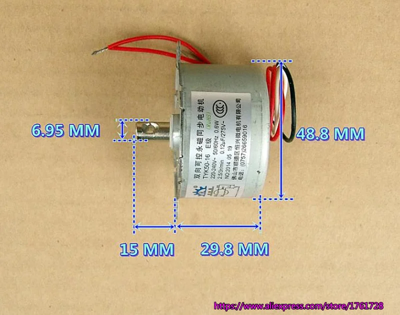Диаметр 50 мм 50ktyz синхронный двигатель с постоянным магнитом 220 В 2,5 об/мин 0,6 Вт двигатель переменного тока с низким уровнем шума