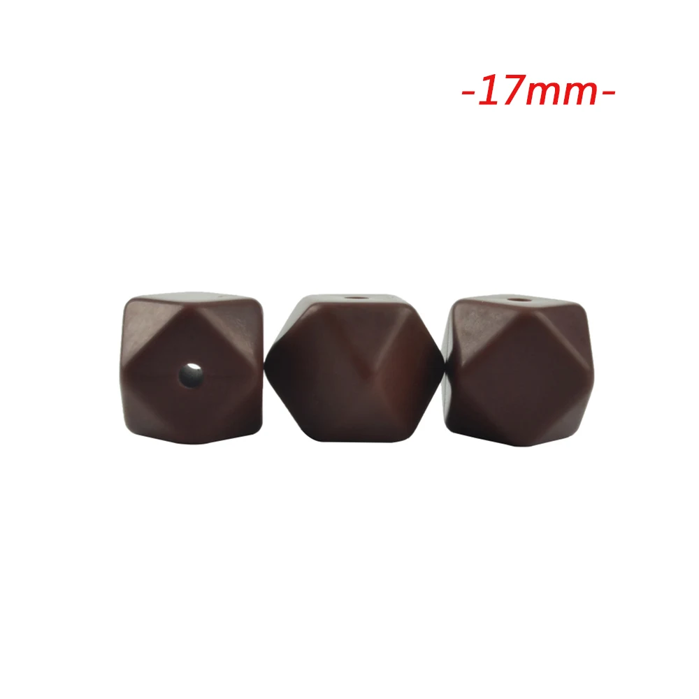 chocolate LOFCA 20 шт Силиконовые шестигранные шарики 17 мм BPA Бесплатно Детские Прорезыватели жевательные бусины Детские игрушки DIY соска цепочка Ожерелье Изготовление - Цвет: chocolate