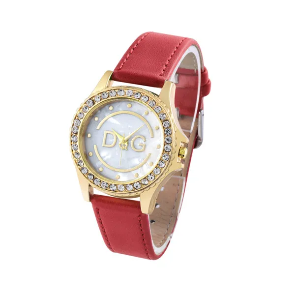 Relojes mujer, роскошные Брендовые женские часы DqG, романтические, Звездные, со смайликом, наручные часы, стразы, женские часы - Цвет: Красный