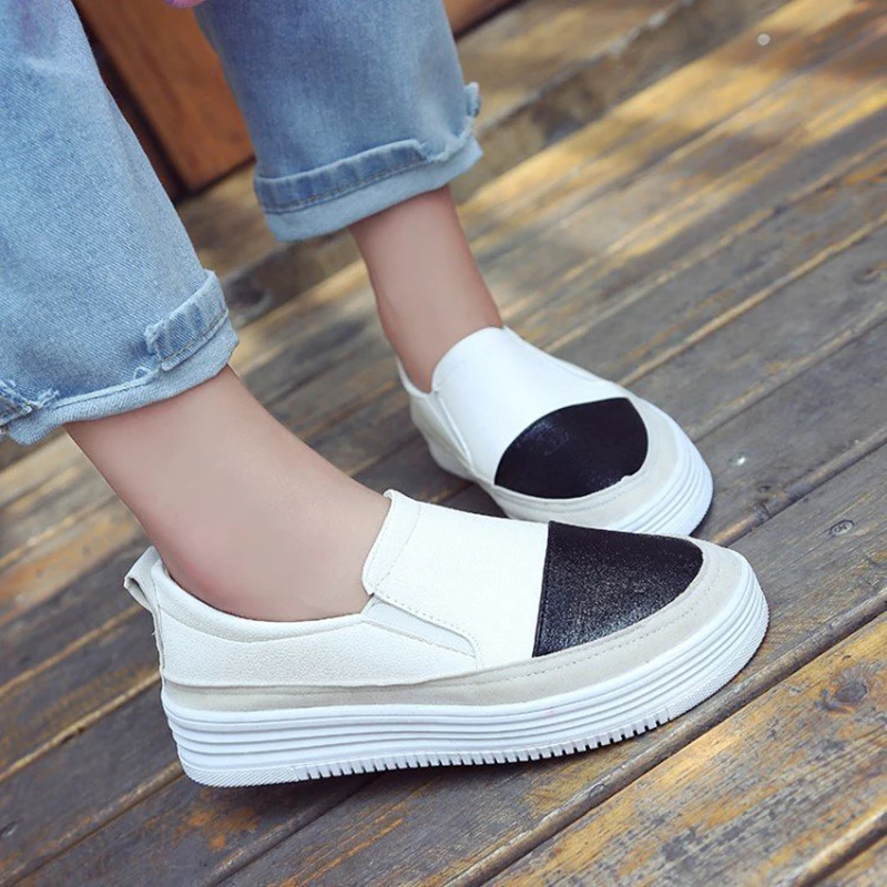 

casual high platform leather striped simple women casual white shoes sneakers summer new fashion women shoes