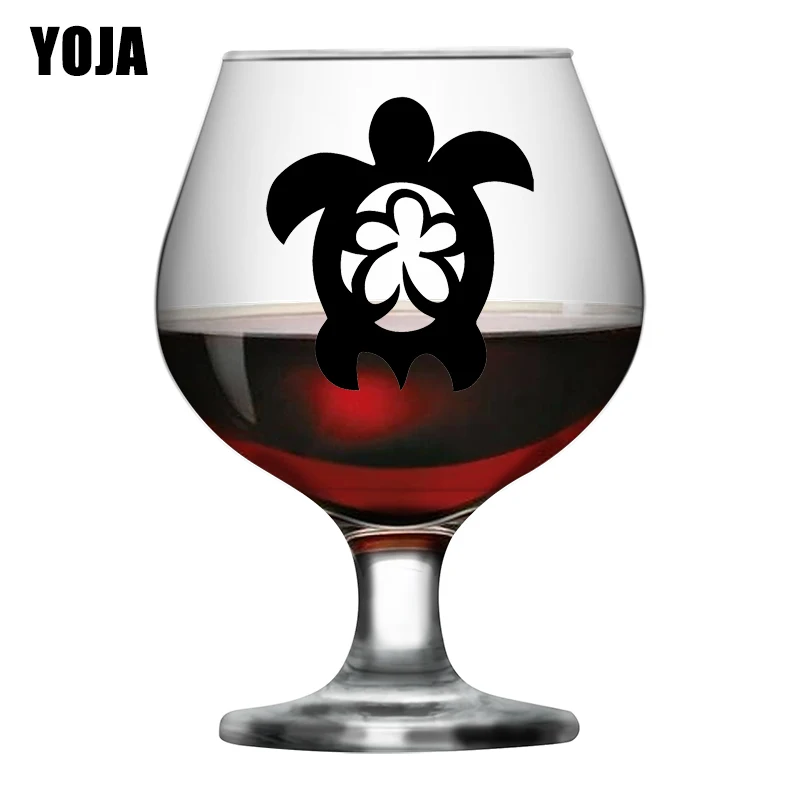 

YOJA 5.3X5.9CM 6pcs Sea Turtle Flower Art Wine Glass Decor Decals Cartoon Wall Sticker G1-0571