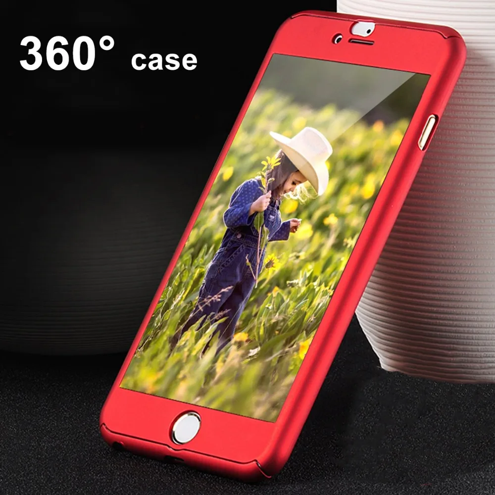Ультратонкий чехол 360 + закаленное стекло 9H Защита экрана для Capinhas iPhoneX 6 7 6S 8 Plus