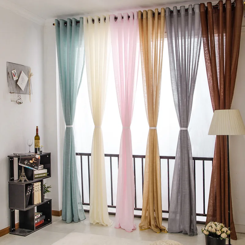 

Curtains for Living Dining Room Bedroom Modern Simplified Cotton Cross Dyeing Window Yarn