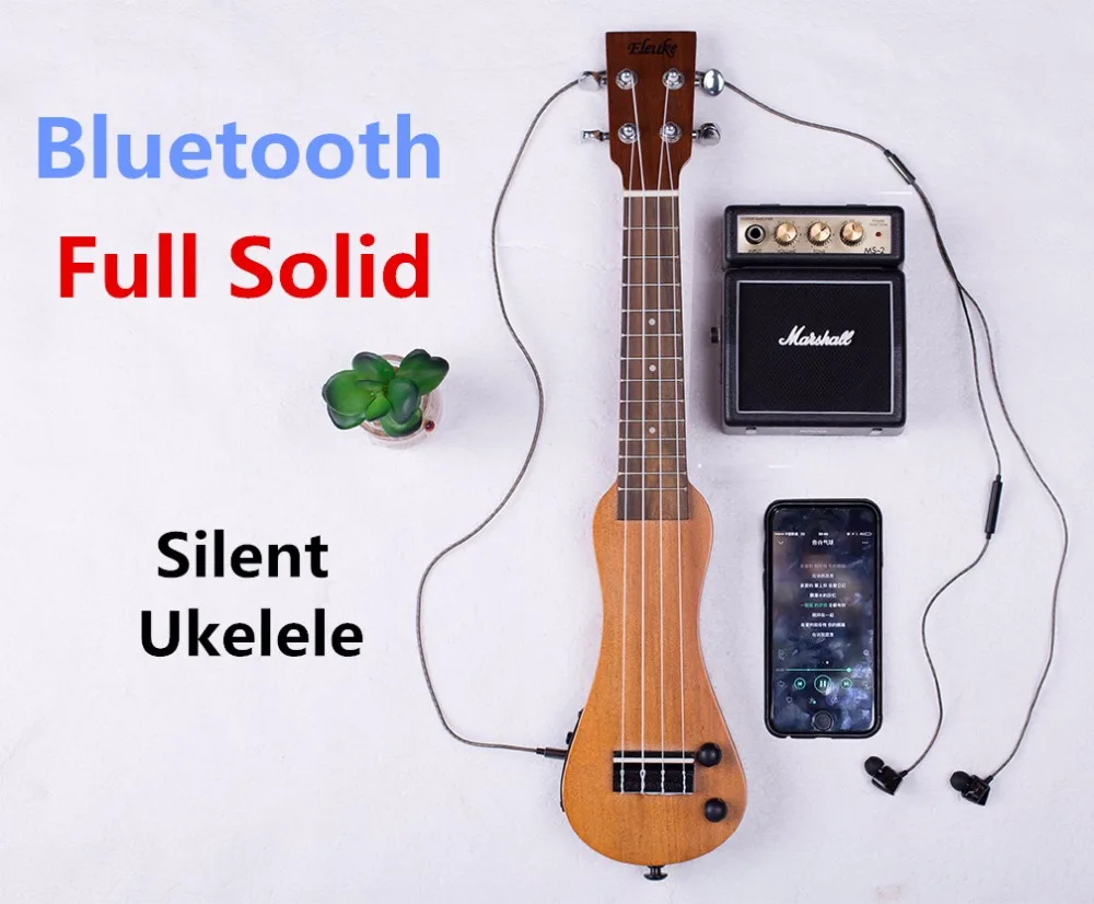 

Ukulele Soprano Concert 21 23 Inch Electric Mahogany Mini Full Solid Bluetooth Headphones Silent Hawaiian Guitar 4 Strings