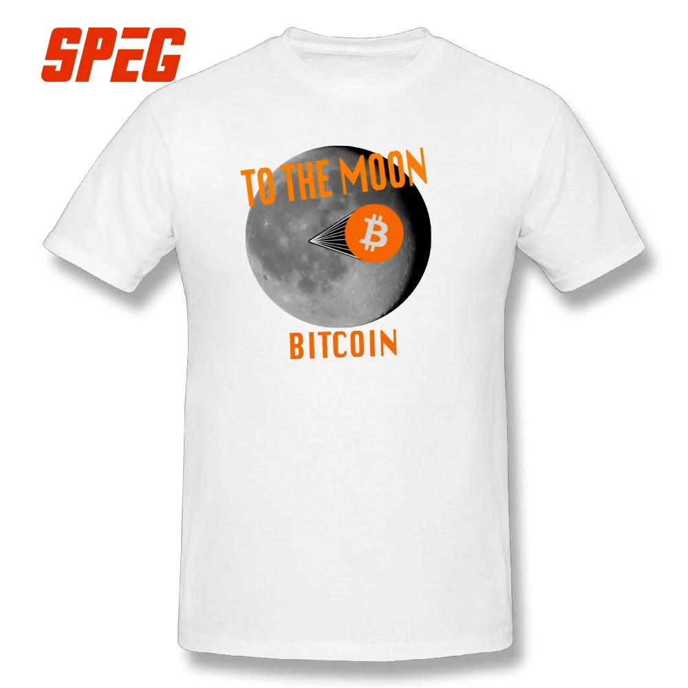 

T Shirts Bitcoin Moon Landing To The Moon Funny Tee Shirts Men's O Neck Short Sleeved 2017 Teenage Cotton Men T-Shirt