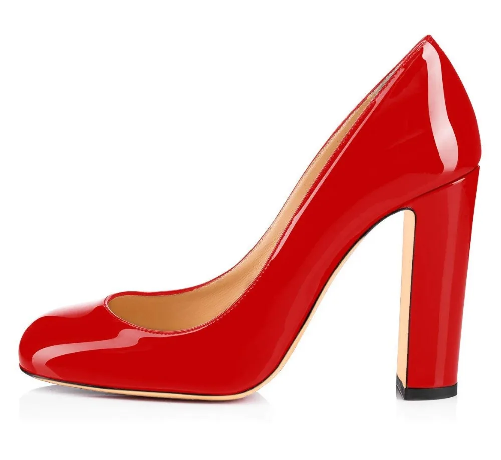 Aimirlly/Женская обувь; туфли-лодочки на высоком каблуке с круглым носком; модельные туфли для торжественных мероприятий, вечеринок и клубов; пикантные туфли из лакированной кожи на каблуке без застежки - Цвет: Red