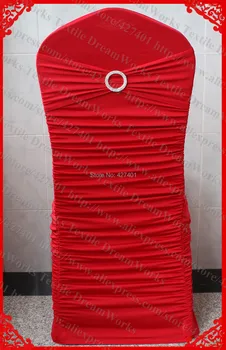 

NO.2 Cherry Red Ruffled Lycra Chair Covers With Lycra Band And Tow Row Round Buckle (with pin) For Wedding Decoration & Party