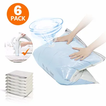 

TAILI 6 PCS Vacuum Bags No Tool Need Press-type Compression Bag Storage Closet Free Space For Travel