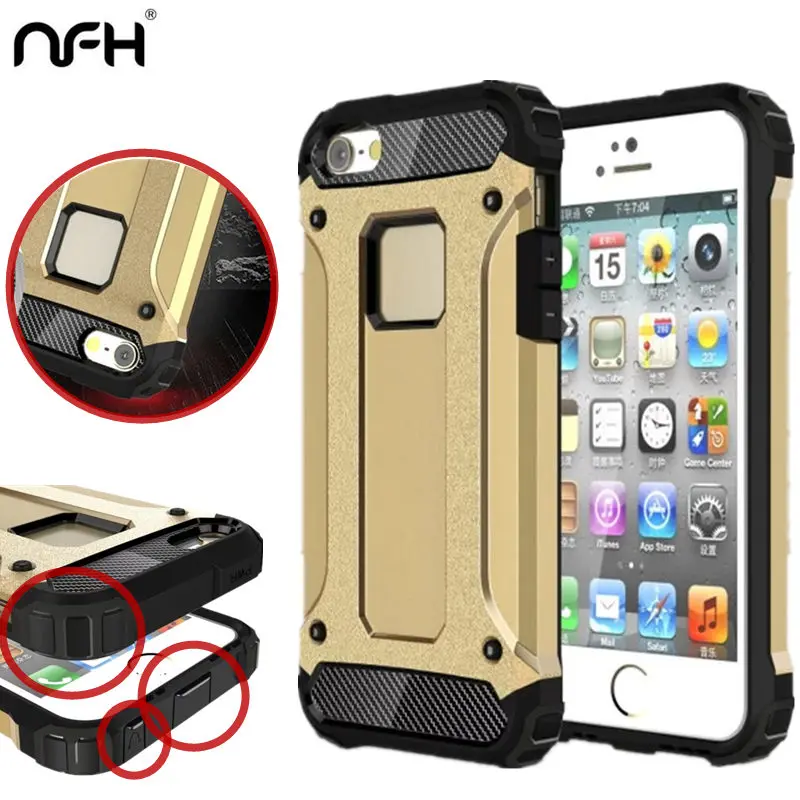 

5S Luxury Shockproof Protection Hard Case For Apple iPhone 5 Case on 5S SE Mixing Plastic Slim Armor Cover Case on 5S Housing