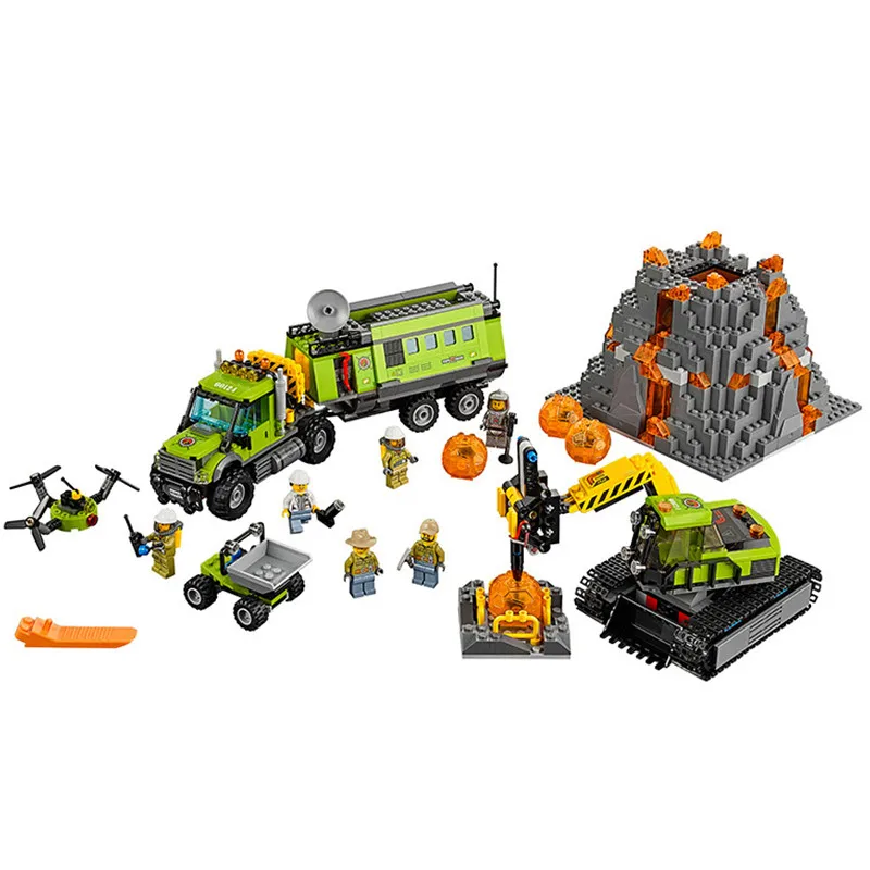 

889pcs City Series Building Blocks Volcano Exploration Base Geological Prospecting Compatible Legoings Kit Toys For Kids Gifts