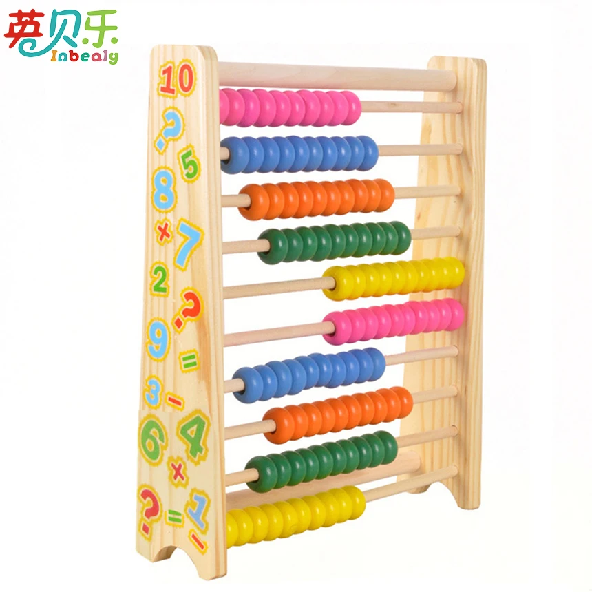 Montessori Wooden Math Toys Chinese Abacus Colorful Counting Beads