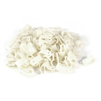 

100 Pcs White Plastic Clip Clamp Fastener for 10mm Cable Wire Hose