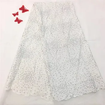 

WHITE African lace fabric 2018 high quality lace french mesh fabric stones nigerian swiss lace fabrics for dress HJ1096-1