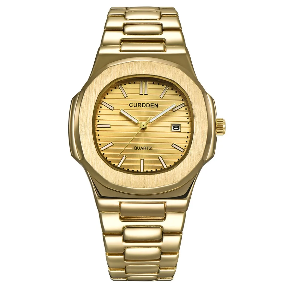 

Erkek kol saati Gold Silver Men's Watches Stainless Steel Band Luxury Sport Quartz Watch Nautilus Business Watch Male Clock F4