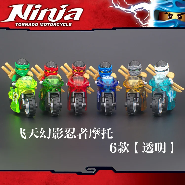 6PCS Ninjago Motorcycle Set Ninja Mini Figures Building Blocks Toys
