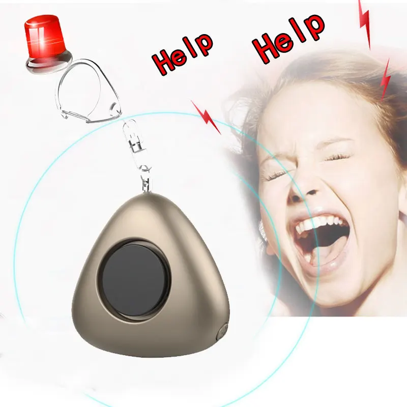 Mini Triangle shape SOS self Defense personal Security Emergency Alarm 120DB With Keychain LED Light for women Elder children |