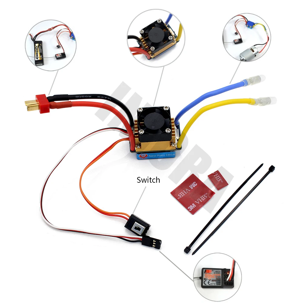 480A водонепроницаемый матовый ESC Регулятор скорости с 5 В/3A BEC для 1/10 RC Гусеничный SCX10 D90 Traxxas Tamiya HSP RC автомобиль