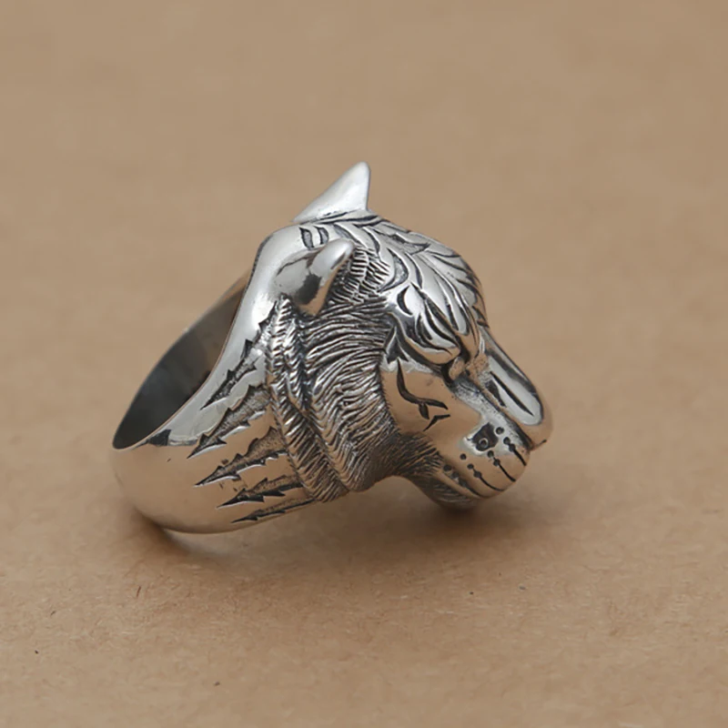 

2019 New Fashion 925 Sterling Silver Fashion dazzling Tiger Rings for Men Gift Punk&Rock