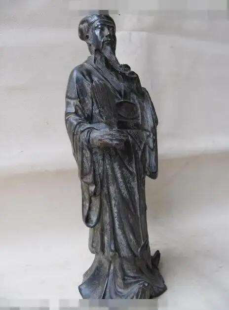 

S02942 10 Chinese Bronze Copper Three Kingdoms militarist Zhu ge Liang Kong Ming Statue (B0413)