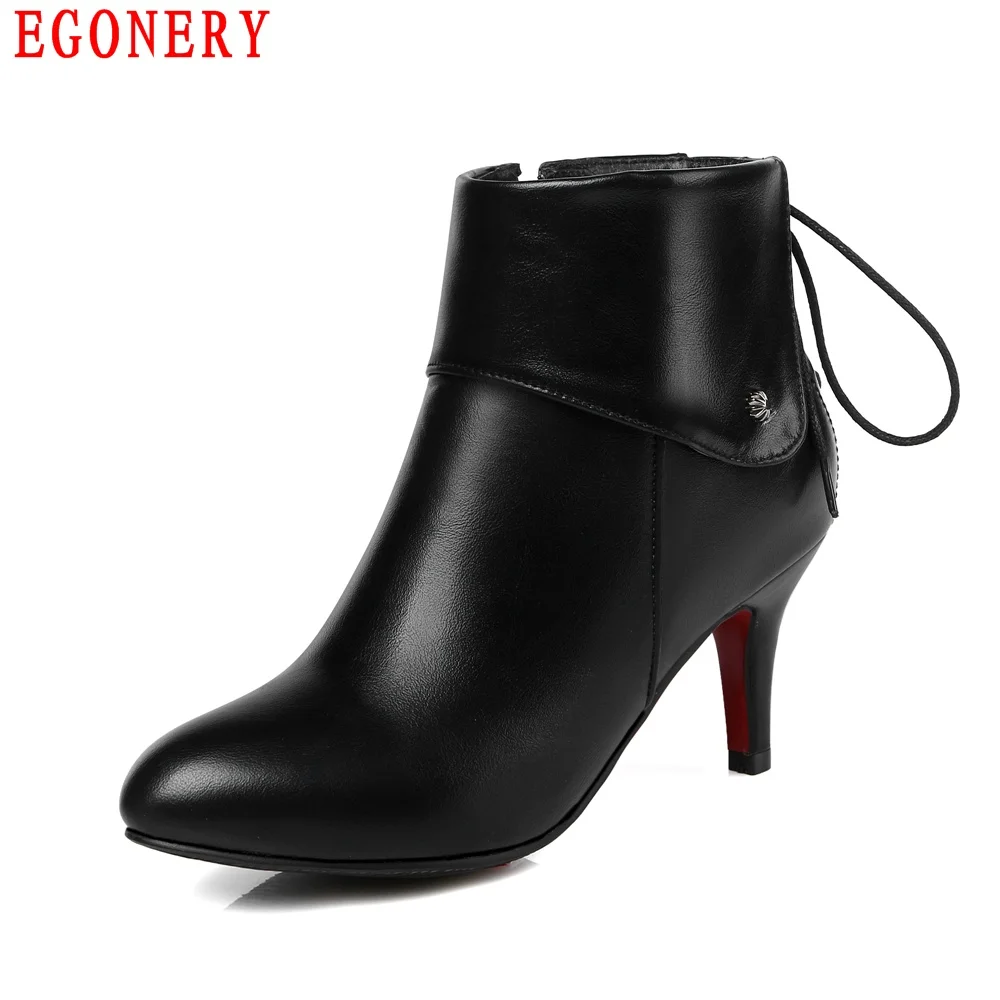 Fashion Style Back Lace Up Zipper Fold Soft PU Leather Ankle Ladies Boots Thin High Heels