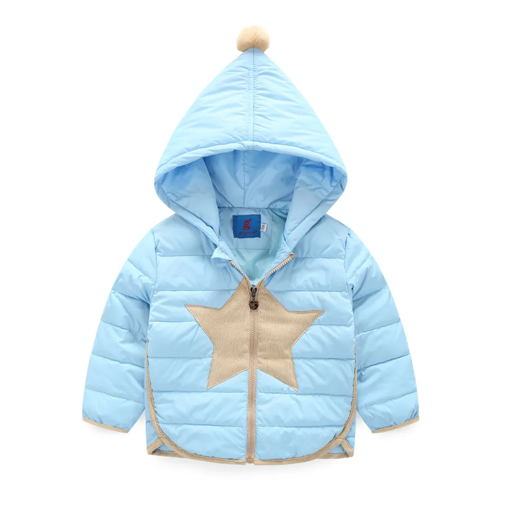 Winter Jacket Girls Child boys Down Coat Five pointed star pattern Printed Hooded Kids Down Jackets