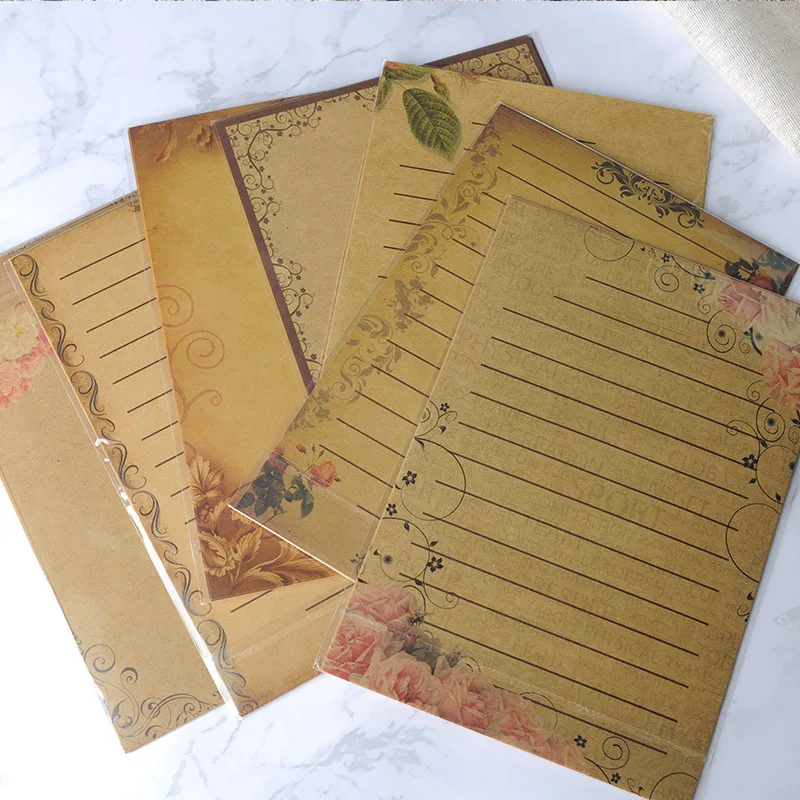 

8 Sheet/lot Vintage Letter Paper Cardstock Stationary Paper Pastoral Style Writing Letter Pad for Envelopes School Office Supply
