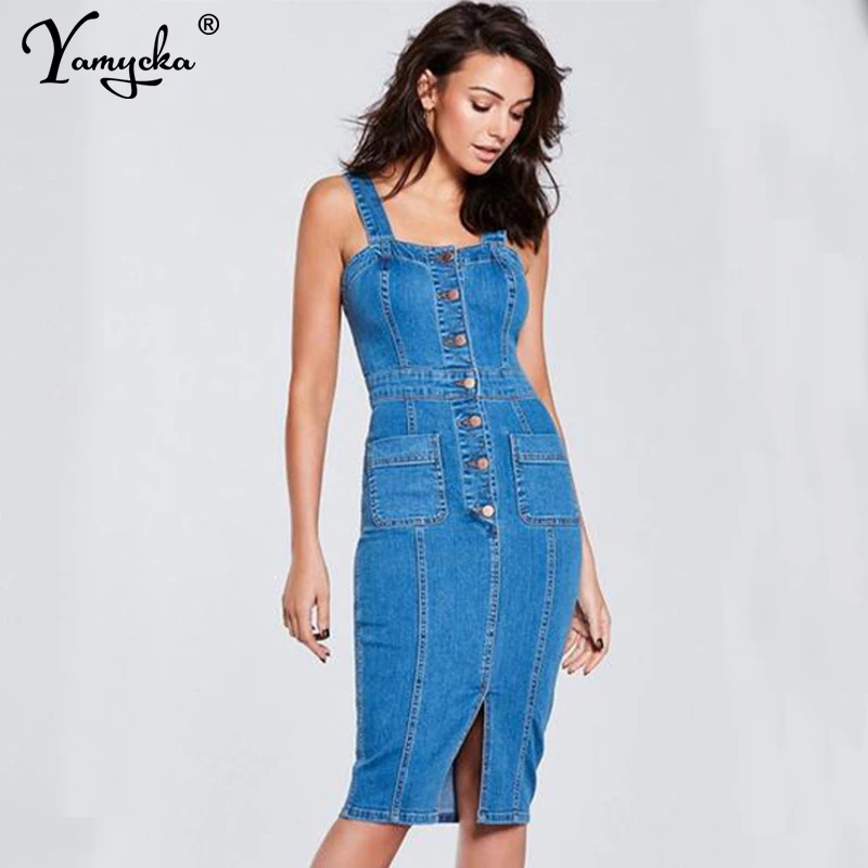 womens black denim dress