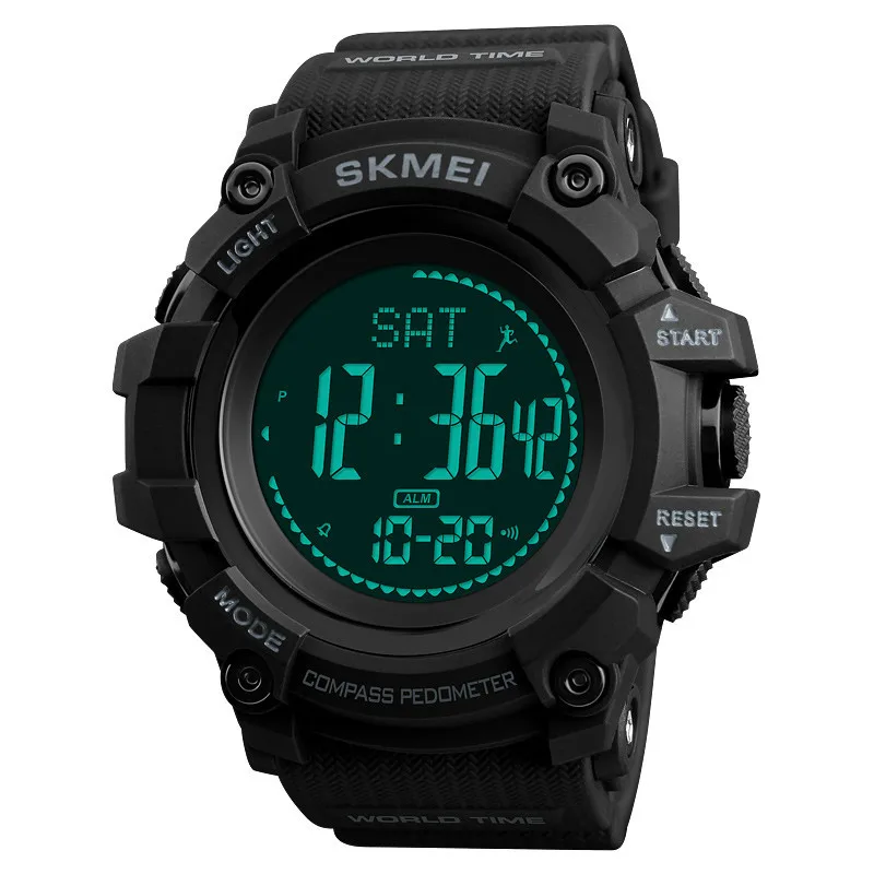 

Men Outdoor Sports Watch Pedometer Waterproof Sports Countdown Calorie Watch World Time 12/24 Hours Relogio Masculino BAMOER