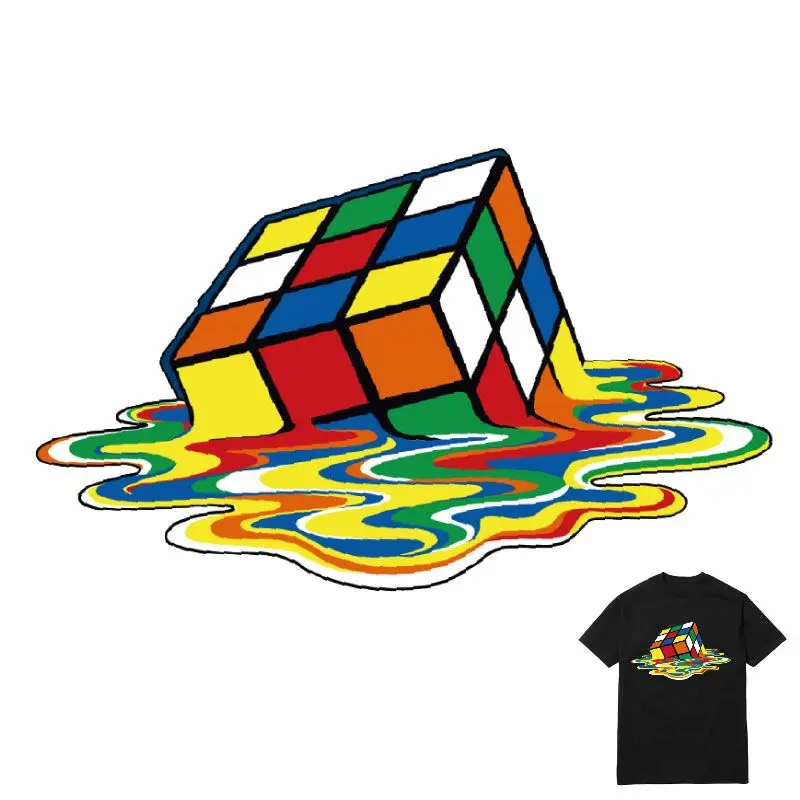 

26x15cm Magic Cube Parches Iron On Stickers Washable Appliques A-level Patches Heat Transfer For DIY Accessory Clothes Bag