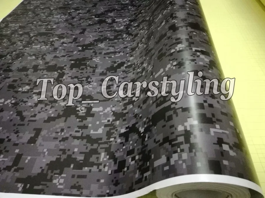 black gray digital pixel camo vinyl car wrapping covering  (4)