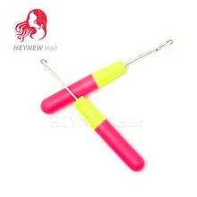 6 шт. вентиляционные иглы для изготовления париков 15,5 см пластиковая ручка крючком Крючки Иглы большое отверстие для крупное плетение волос/дредов