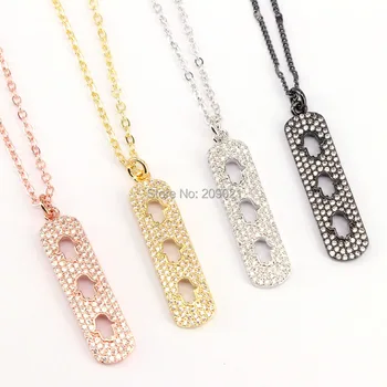 

Wholesale 6Pcs Micro Pave CZ Rectangle Bar Pendant Charms Necklace Hamsa Hand Design Women Jewelry Pendant Necklace