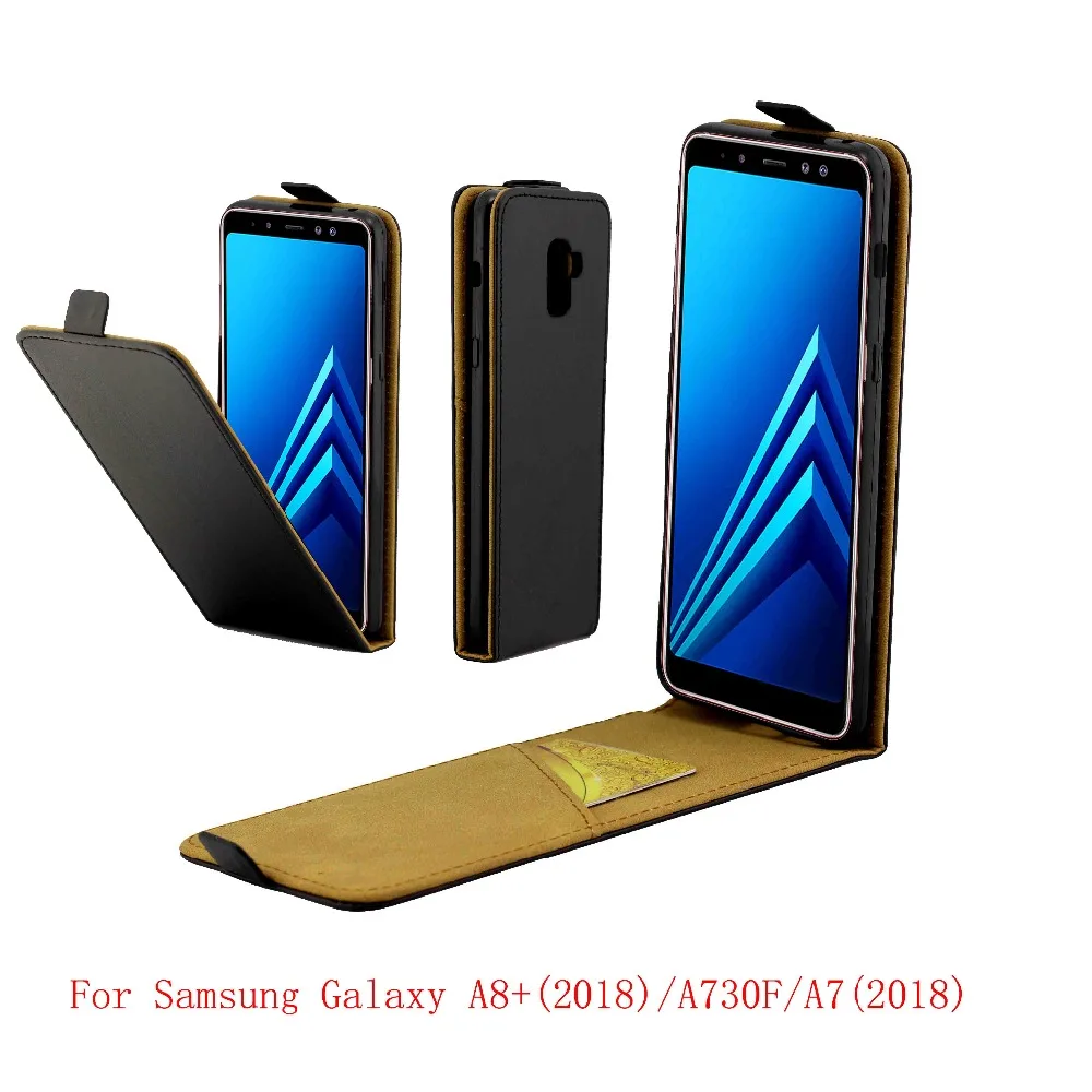 

For Samsung Galaxy A8 Plus A8+ A730FD Cover Luxury PU Leather Flip Case For Samsung Galaxy A7 2018 Vertical Open Down Up Cover