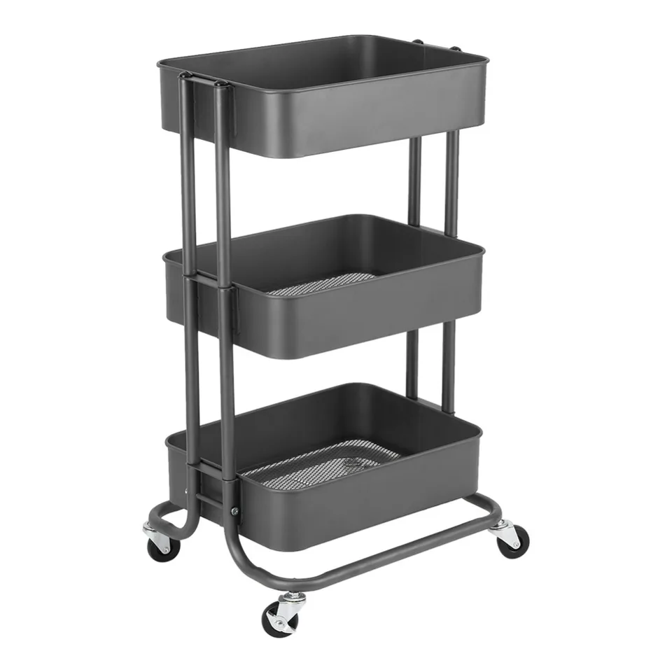 3 Tiers Storage Rack Trolley Cart Slim Rolling With Wheels Storage Rack Trolley Cart Slim Rolling