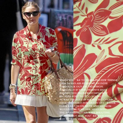 

Silk Cotton Fabric Dress Real shirt s silk dress with floral pattern skirt fashion (1 meter)