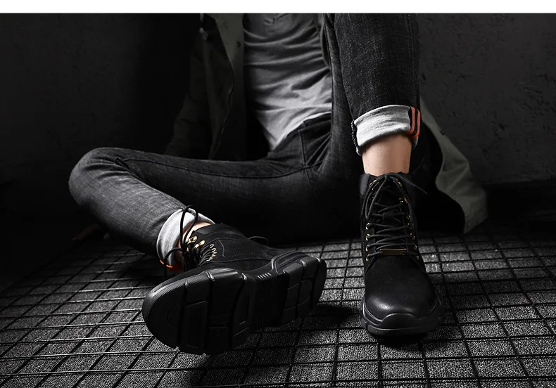 SUROM/модные кожаные мужские ботинки; повседневная обувь на шнуровке; мужские высокие уличные Нескользящие рабочие ботинки; удобная походная обувь