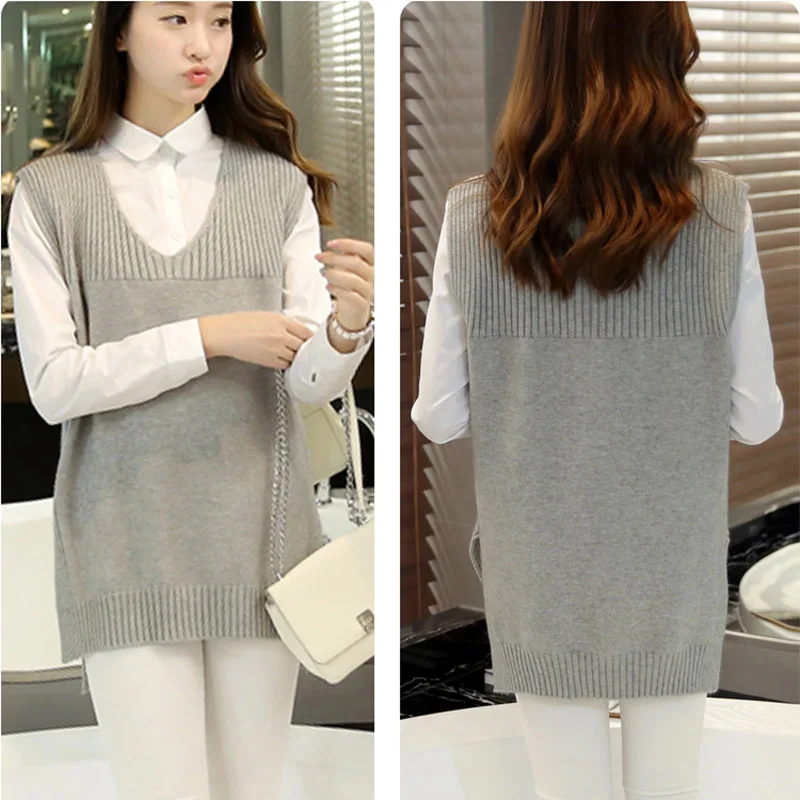 QAZXSW 2018 New Spring Plus Size Women Waistcoat For Women Vest Knitted Harajuku Ladies Woolen Vest Coat Colete Feminino HB666
